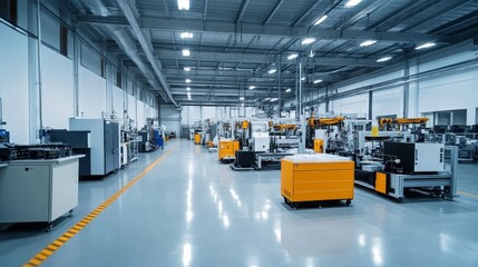 Interior view showcasing machinery and equipment within the production hall.