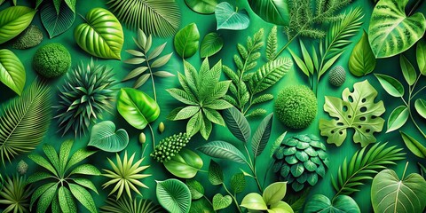 Fototapeta premium Abstract Green Seamless Nature Backdrop for Fashion Photography with Natural Shapes and Repeated Artistic Designs, Ideal for Creative Invitations and Stylish Presentations