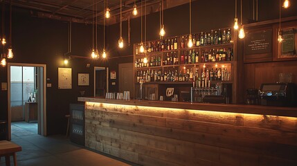 Rustic Bar Interior with Reclaimed Wood