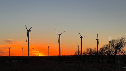 Wind Turbines at Sunset