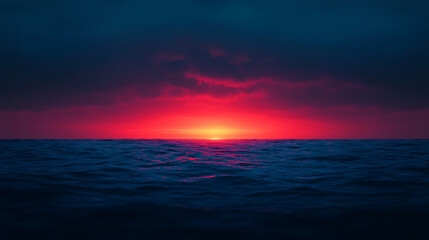 Fototapeta premium Vibrant Sunset Over the Ocean Waves