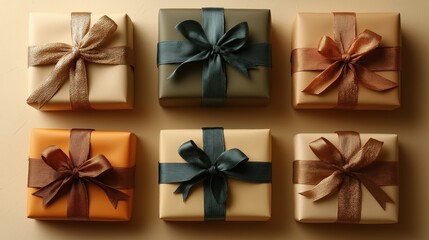 Elegant Gift Boxes with Assorted Neutral Ribbons