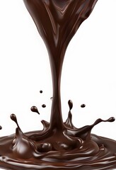 Chocolate splashes with small drops and curvy flows