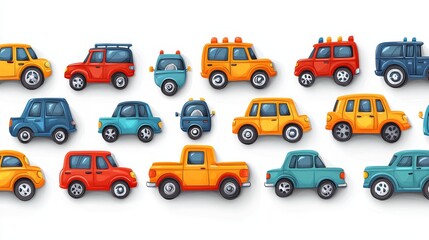 Naklejka premium Colorful Hand-Drawn Cars for Kids' Backgrounds