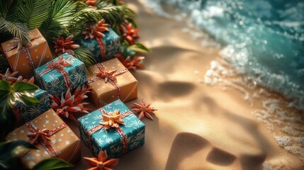 Elegant Flower Frame with Wrapped Gifts in Soft Colors