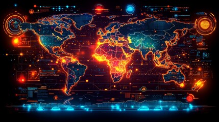 Glowing Map of the World for International Business