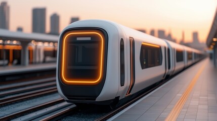 Obraz premium High-Speed Electric Train at Modern Station