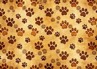 Fototapeta premium Brown Colored Paw Print Background for Pet Themes, Textures, and Nature Elements, Perfect for Animal Lovers, Graphic Designs, and Creative Projects