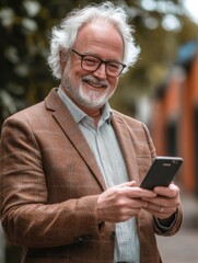 Obraz premium Elderly Gentleman with Cellphone
