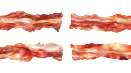 Four Brown Red Watercolor Textures on Transparent Background Generative AI