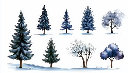 Obraz premium Snowy Pine Tree Illustrations for Creative Projects