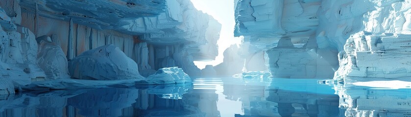 A 3D-rendered minimalist visualization of a digital canyon