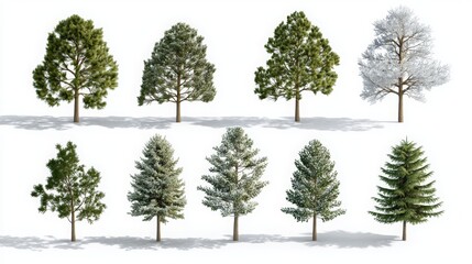 Snowy Pine Tree Illustrations for Creative Projects