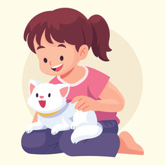 Fototapeta premium Flat Vector Cat Lovers Illustration