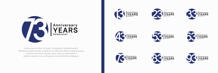 anniversary logotype set. vector design blue color can be use for celebration moment