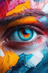 Person's eye with paint