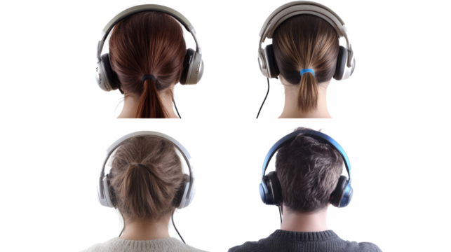 Call Center Operators Engaged in Communication While Using Headsets Generative AI