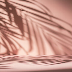 Blurred shadow from palm leaves on the pink wall. Minimal abstract background for product presentation two
