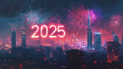 New Year 2025 Cityscape.