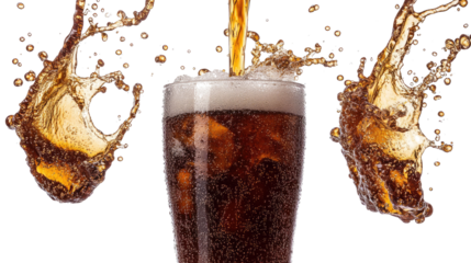 Brown Soda Splashes Create Abstract Textures on White Generative AI