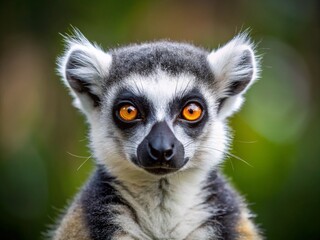 Fototapeta premium Captivating Front View of a Ring-tailed Lemur in a Natural Setting, Showcasing Its Distinctive Features and Expressive Eyes for Wildlife Enthusiasts and Nature Lovers