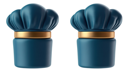 Set of Two Elegant Chef Hats Isolated on a Clear Background Generative AI