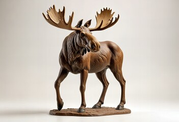 Fototapeta premium Presenting Moose statue isolated on a white background