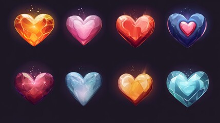 illustration of many hearts in neon colors valentine concept