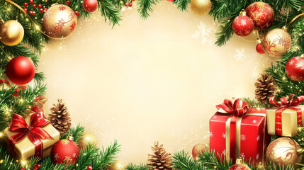 Beautifully Wrapped Christmas Gift Box.Festive Christmas Gift Boxes Background with Holiday Sparkle.