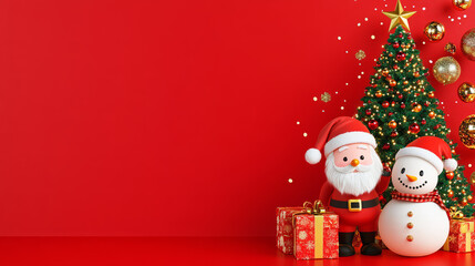 Santa Claus and Snowman Cartoon Spreading Christmas Cheer.Cute Christmas Cartoon: Santa and Snowman in Winter Wonderland.A Whimsical Christmas Cartoon Scene