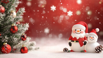 Santa Claus and Snowman Cartoon Spreading Christmas Cheer.Cute Christmas Cartoon: Santa and Snowman in Winter Wonderland.A Whimsical Christmas Cartoon Scene