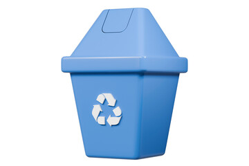 3D Recycle Bin Icon. Minimal Cartoon Waste trash bin, Garbage container, Recycling bin icon. Emphasizing sustainability and eco-friendliness concept. Climate change nature junk concept. 3d render.
