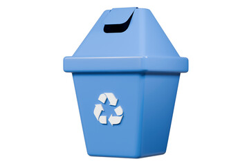 3D Recycle Bin Icon. Minimal Cartoon Waste trash bin, Garbage container, Recycling bin icon. Emphasizing sustainability and eco-friendliness concept. Climate change nature junk concept. 3d render.