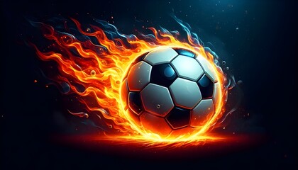 Fototapeta premium PNG Soccer ball on fire soccer sports illustration.