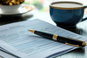 High-detail financial summary sheet and pen on an office desk, realistic lighting, startup focus, professional planning vibe