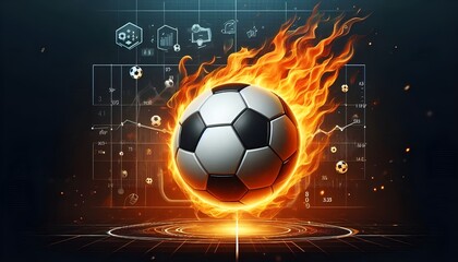 Fototapeta premium PNG Soccer ball on fire soccer sports illustration.