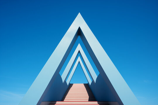 An arrow shaped bridge point upt, on a clear blue sky -