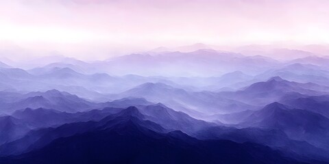 Fototapeta premium A serene landscape of layered mountains in shades of purple, creating a calming atmosphere. The gentle gradient of colors adds depth to the tranquil scene.