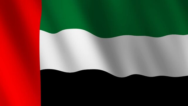 The United Arab Emirates (UAE) flag. Waving UAE Flag Animation for background, banner, etc.