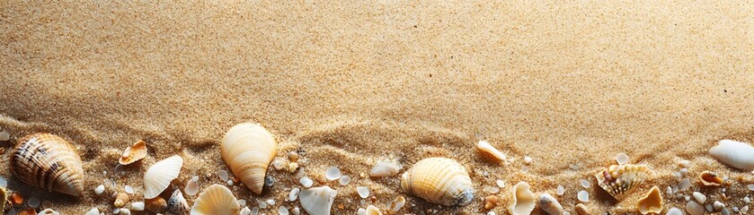 Seashells Scattered on Sandy Beach Surface