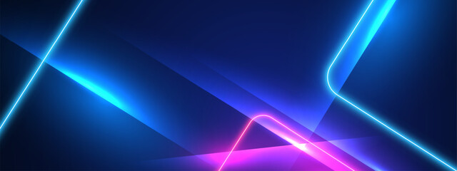 Technology futuristic background with neon light lines. Vector illustration.	
