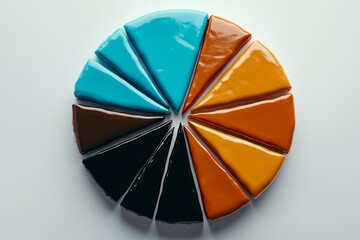 Obraz premium A clean and simple pie chart in neutral colors, representing data and analysis, on a white background