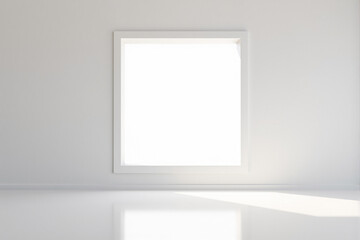 Large window in a white room allowing sunlight to flood the empty space