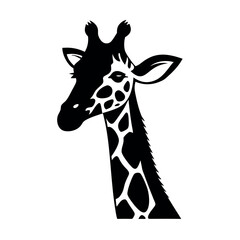Fototapeta premium a black and white silhouette of a giraffe's head