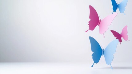 Colorful Pastel Butterflies on Soft Background