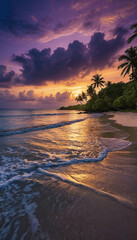 Golden Purple Beach Sunset