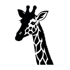 Fototapeta premium a black and white silhouette of a giraffe's head