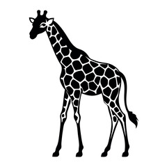 Naklejka premium a black and white silhouette of a giraffe's head