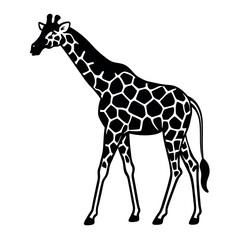 Obraz premium a black and white silhouette of a giraffe's head