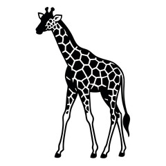 Naklejka premium a black and white silhouette of a giraffe's head